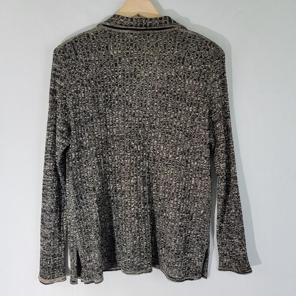 Exclusively MISOOK Marled Black Sparkle Button-Up Long Sleeve Collared Jacket XL - Picture 3 of 12